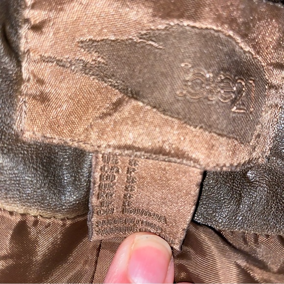 Brown Zipper Collared Leather Jacket - Picture 2 of 4